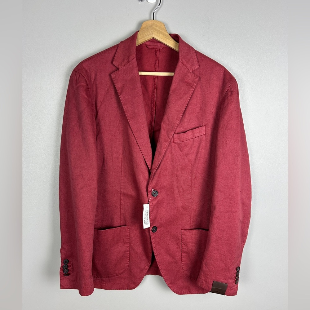 ALTEA Brand New! Linen Blend Blazer Size Medium (EU50) Wine Red Summer Wedding